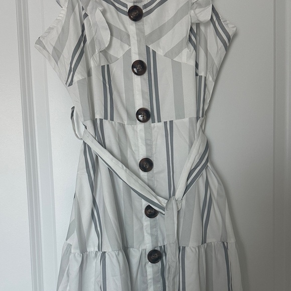 Striped Button-Down Ruffle Dress - Picture 3 of 4